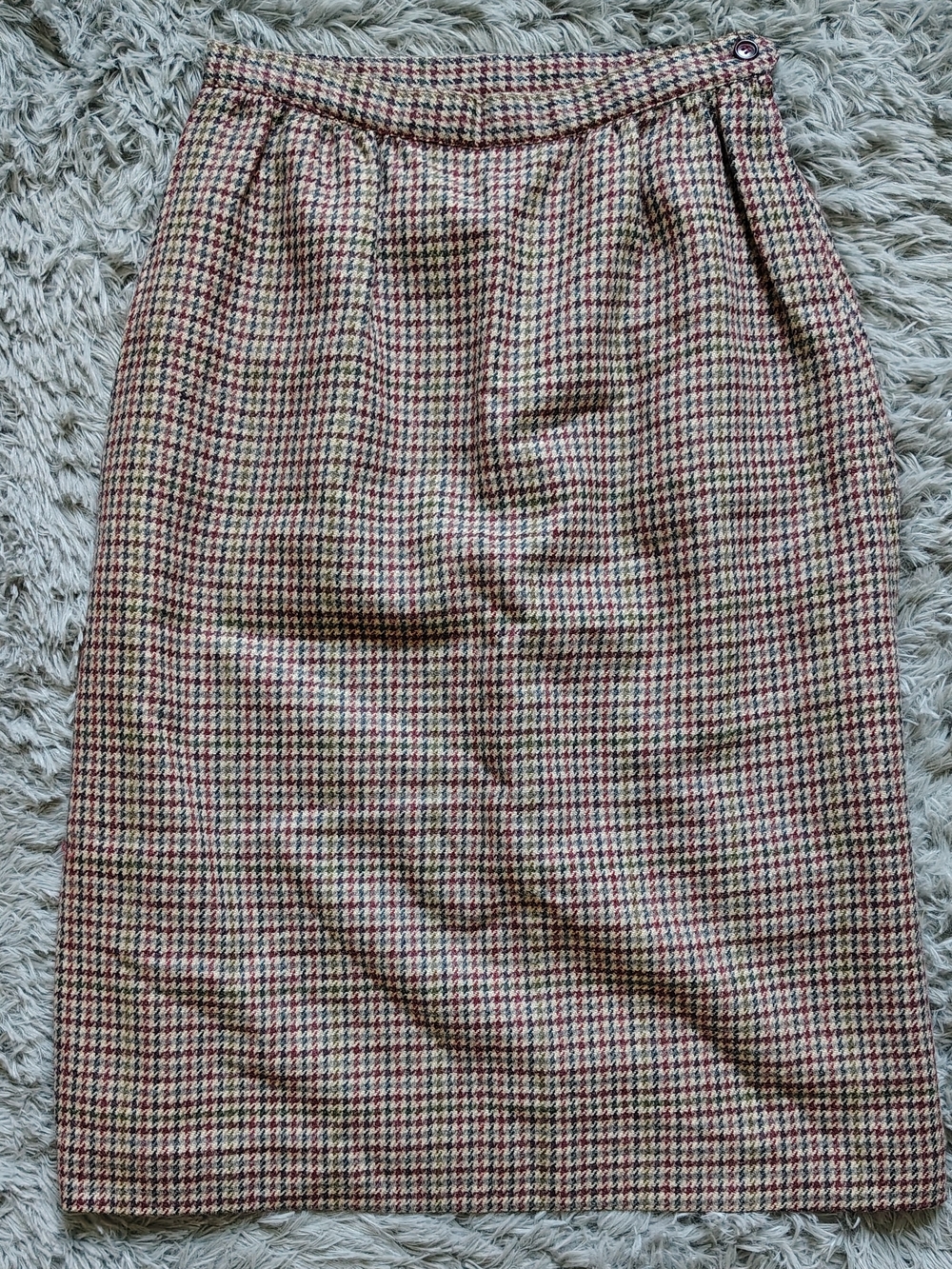 Michael Stevens 1980's Vintage Hounds Tooth 100% Wool Pencil Midi Skirt Size 12